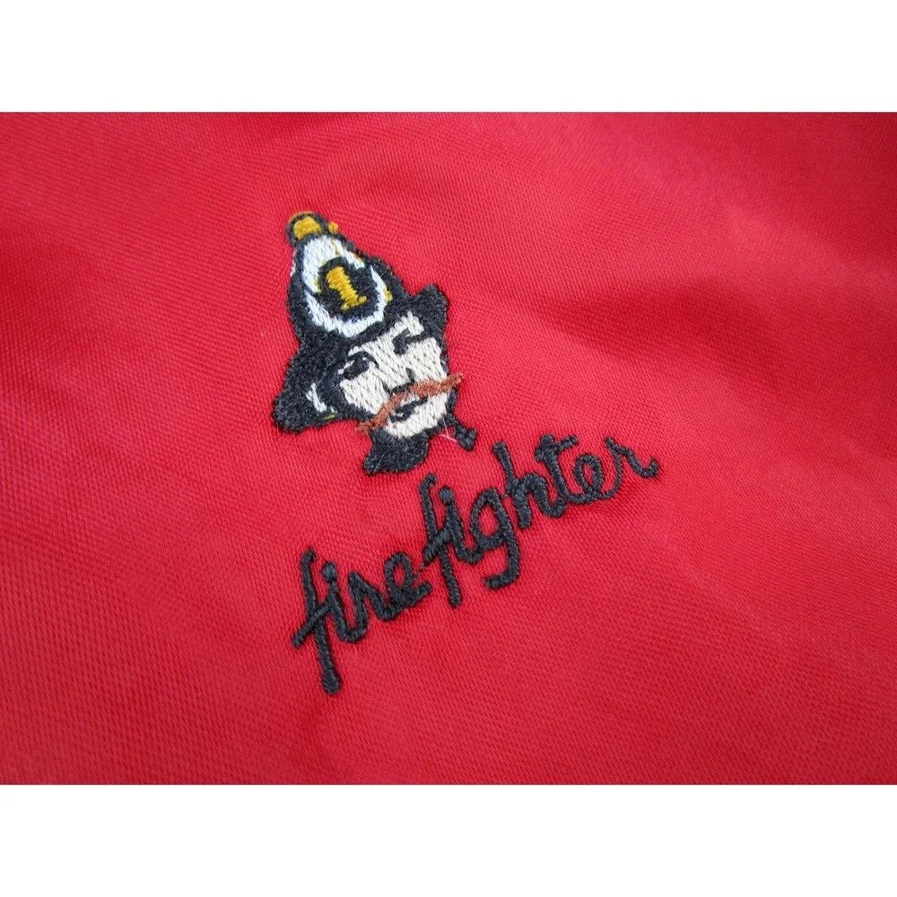 Vintage Capricorn Satin Bomber Jacket Mens Medium Red Firefighter Made in USA